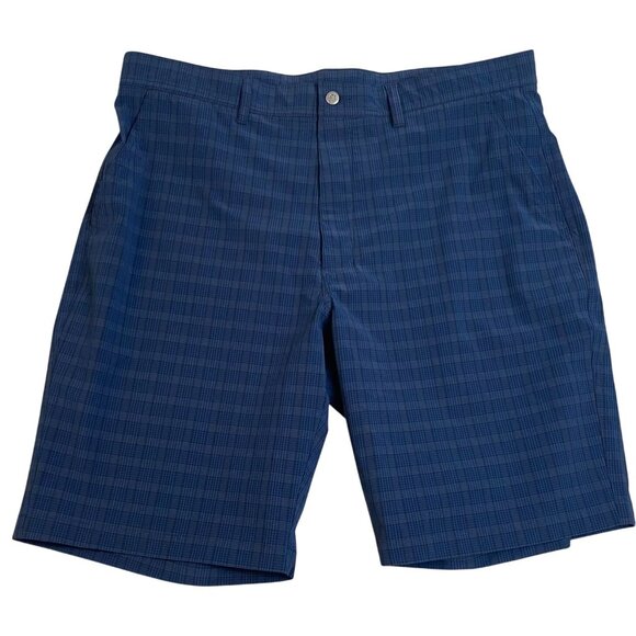 Footjoy Mens Golf Shorts W38 Blue Plaid Performance Polyester/Spandex Blend - Picture 1 of 11